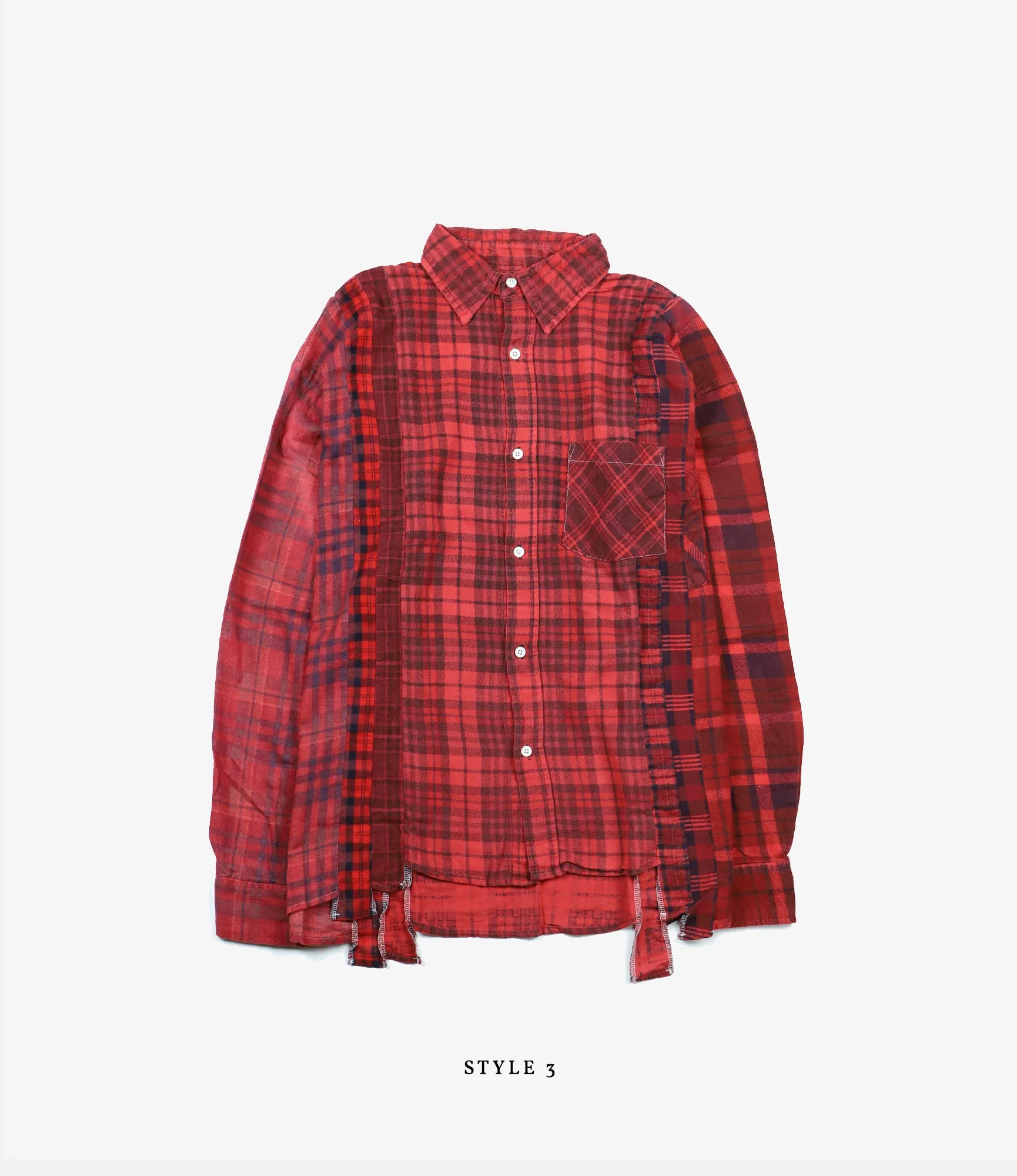 7 Cuts Wide Flannel Shirt – Red Over Dye