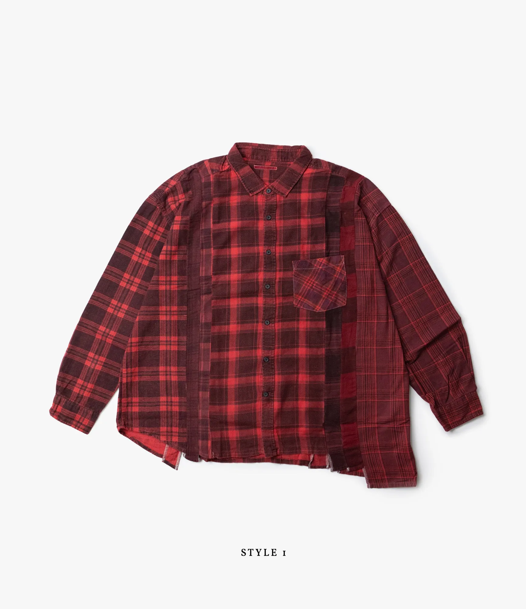 7 Cuts Wide Flannel Shirt – Red Over Dye