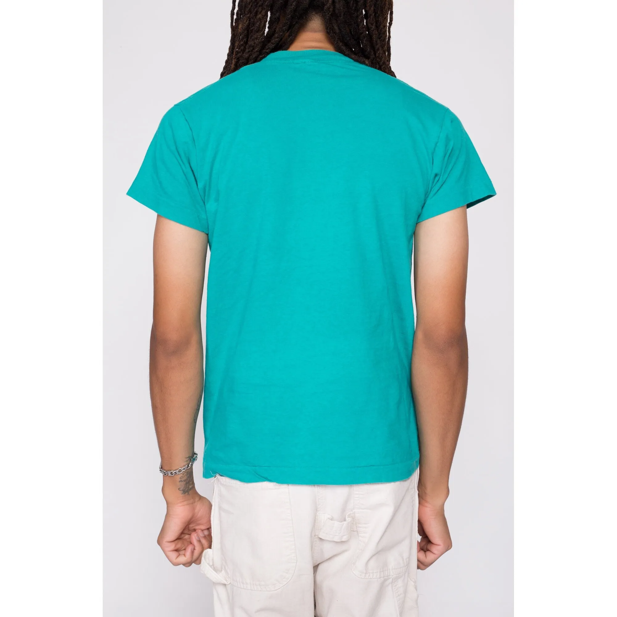 80s Plain Teal Pocket Tee - Men's Medium