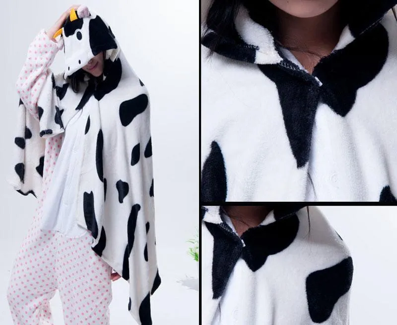 Animal Cute Kigurumi Cow Cosplay Costume Hoodie Cloak