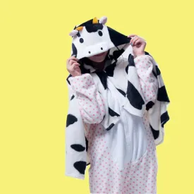 Animal Cute Kigurumi Cow Cosplay Costume Hoodie Cloak