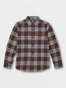 Big Boys Caden Plaid Long Sleeve Shirt - Mahogany