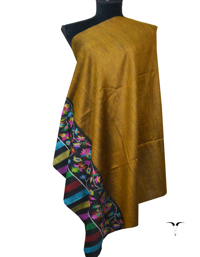 Black Golden and Blue Reversible Kani Pashmina Shawl7323