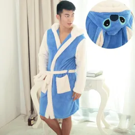 Blue Stitch Winter Warm Couple Sleepwear Kigurumi Pajamas