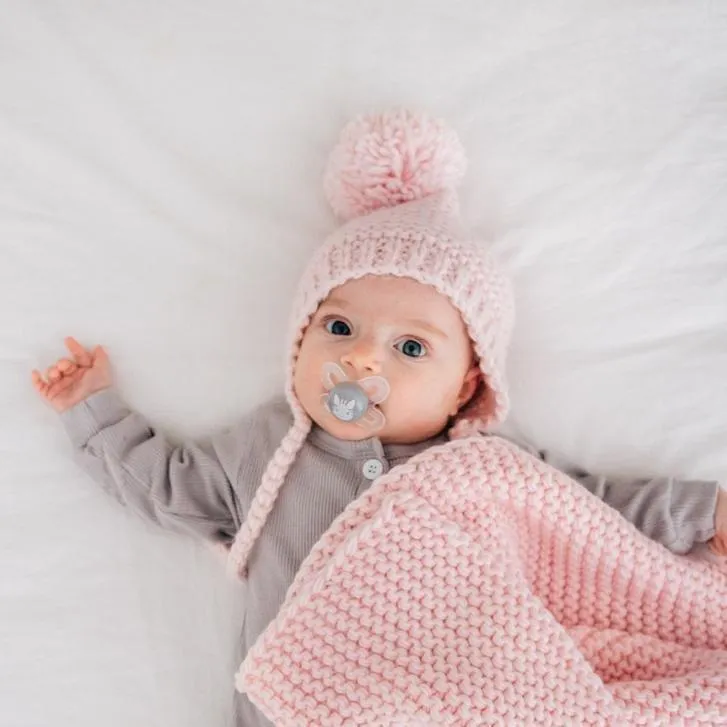 Blush Garter Stitch Knit Bonnet