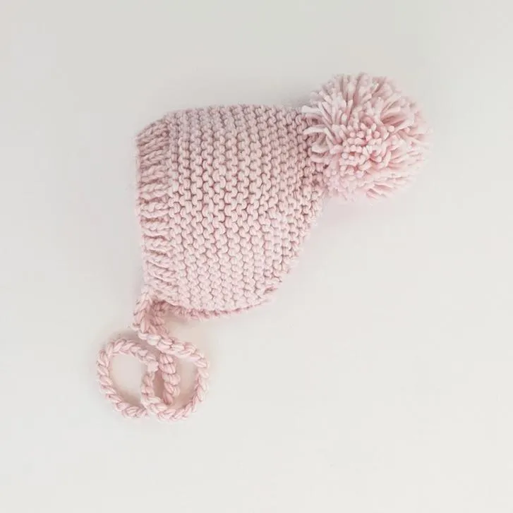 Blush Garter Stitch Knit Bonnet