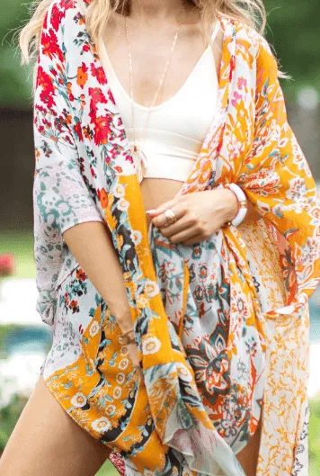 Boho Floral Tile Kimono