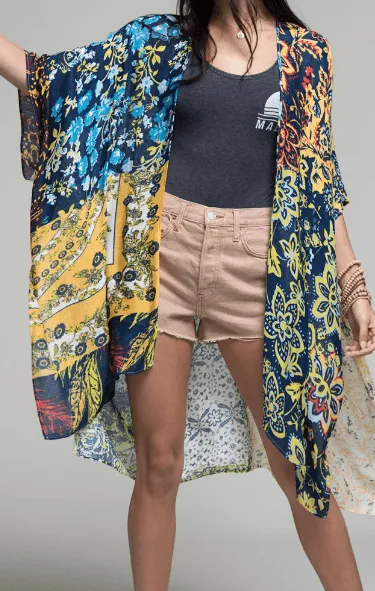 Boho Floral Tile Kimono