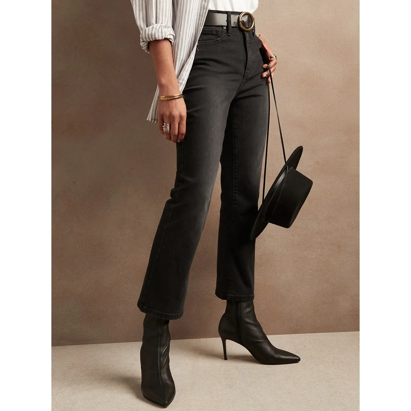 BR High Rise Boot Cut Black Jeans