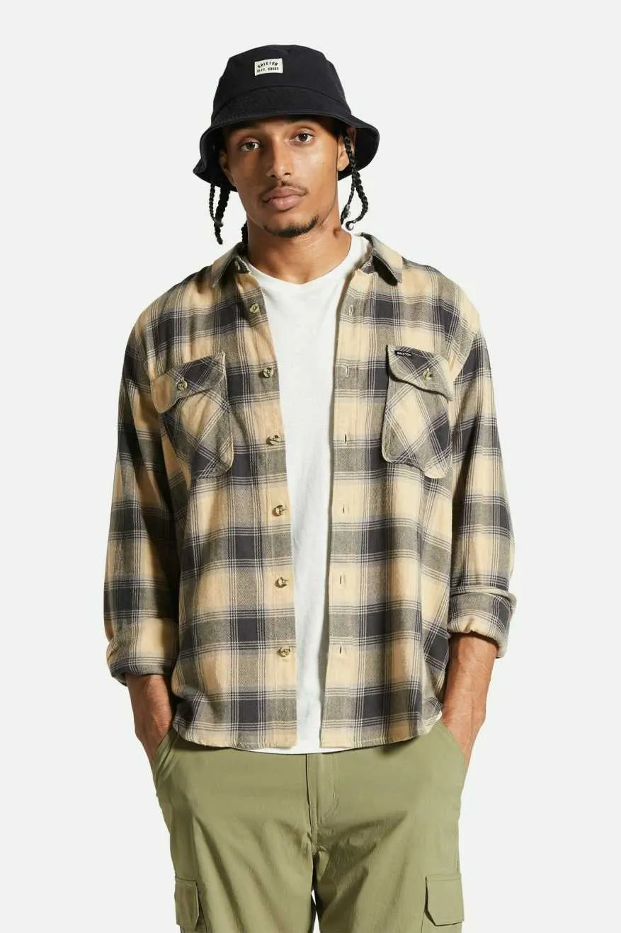 Brixton Bowery LW Ultra Flannel - Oat Milk/Cinder Grey