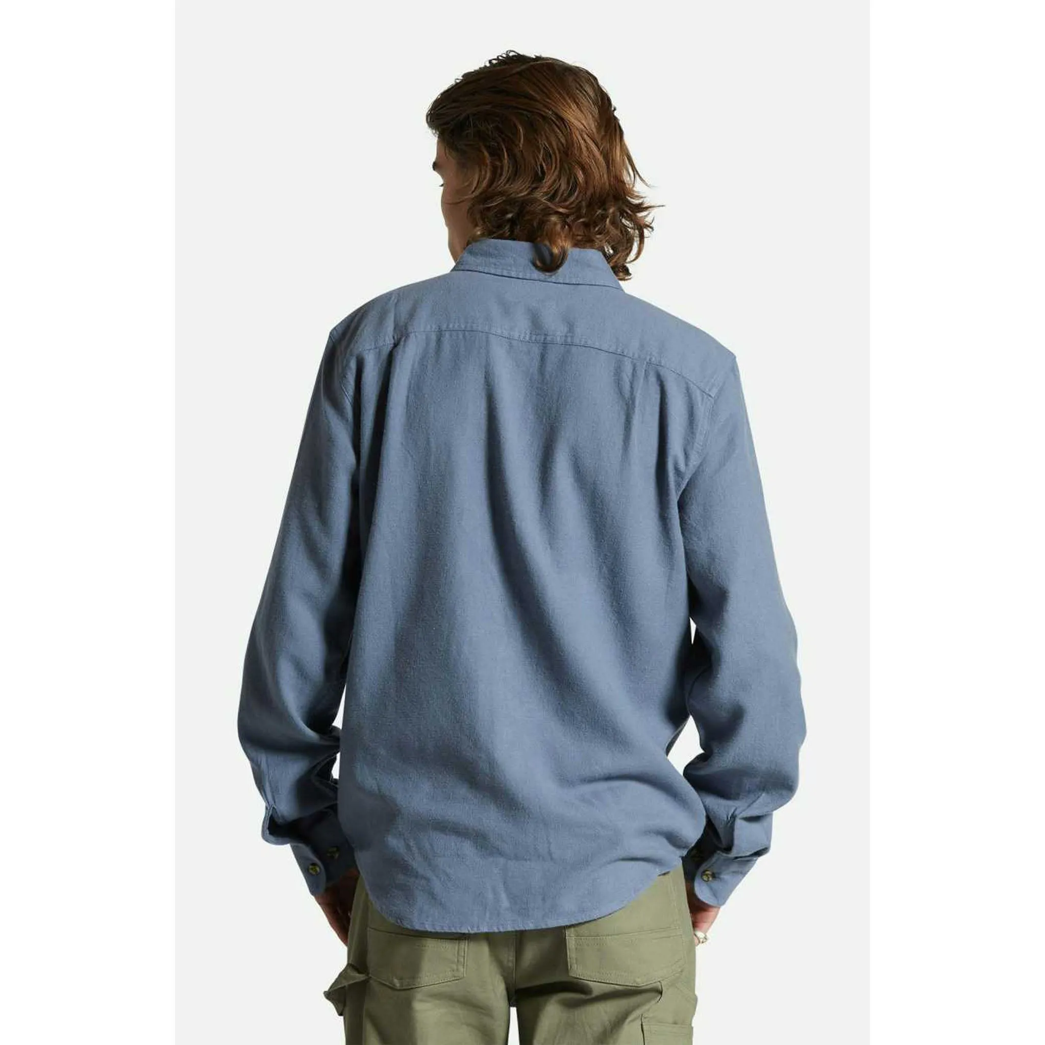 Brixton Bowery Men's Light Weight Flannel in Flint Stone Blue