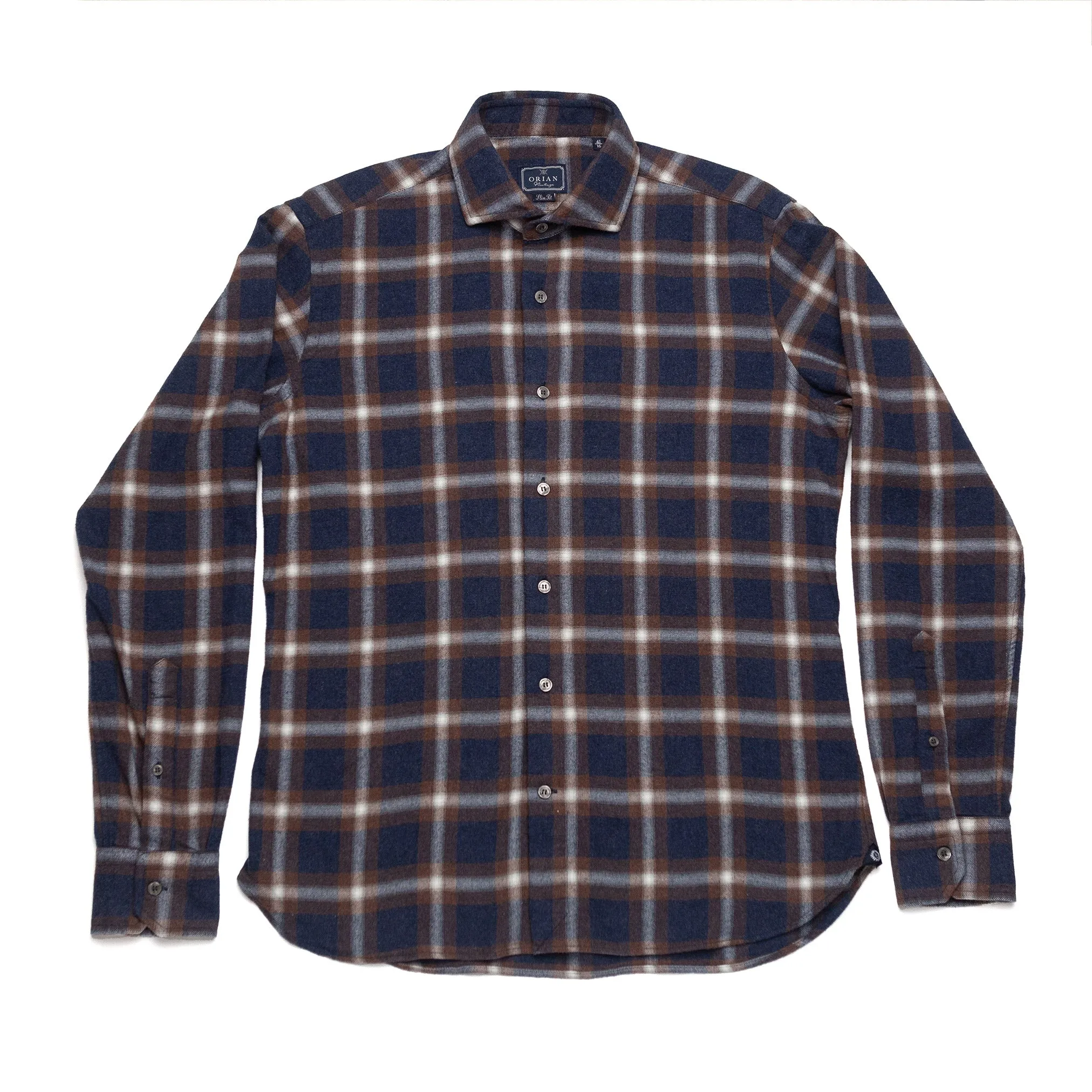 Brushed Flannel Rust & Navy Plaid Shirt