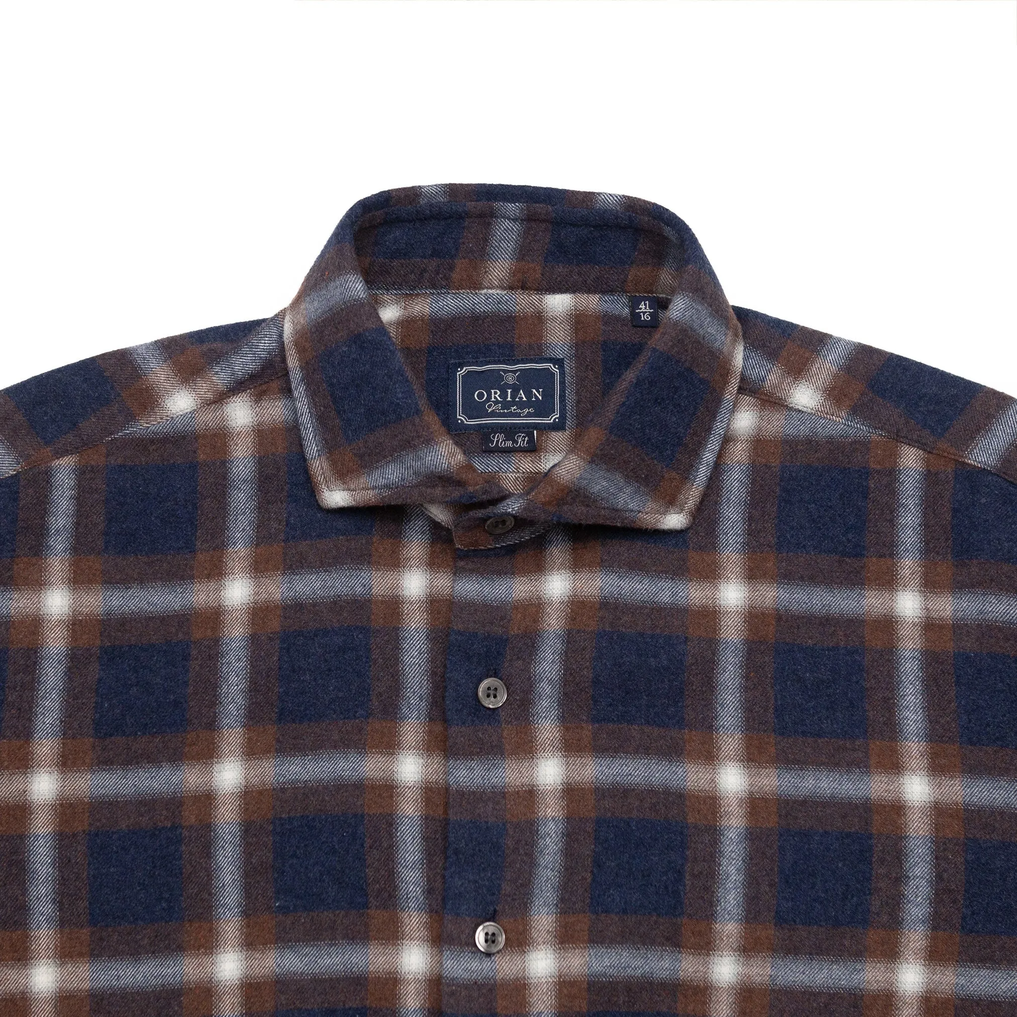 Brushed Flannel Rust & Navy Plaid Shirt