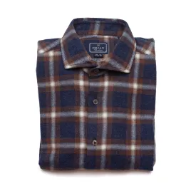 Brushed Flannel Rust & Navy Plaid Shirt