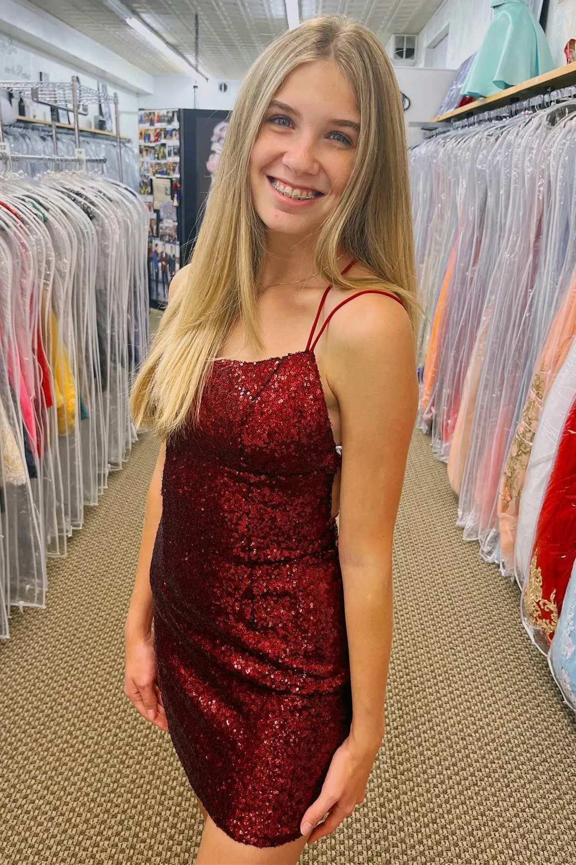 Burgundy Sequin Bodycon Short Homecoming Dress Cocktail Dresses for Juniors