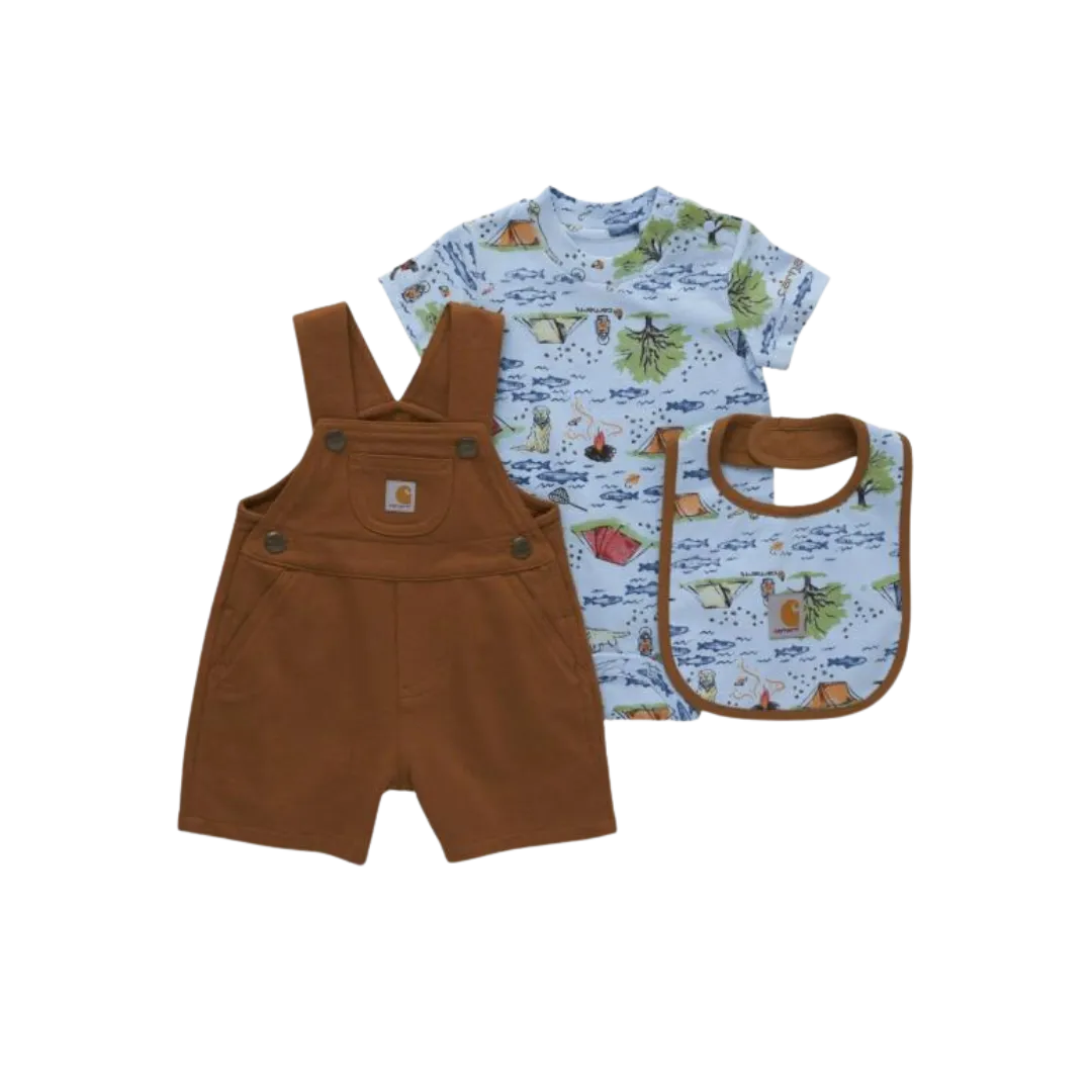 Carhartt Kid's Short Sleeve French Terry Shortall And Bib Set Bodysuit