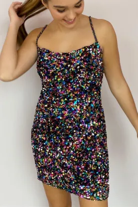 Colorful Sequin Tight Bodycon Mini Dress Cocktail