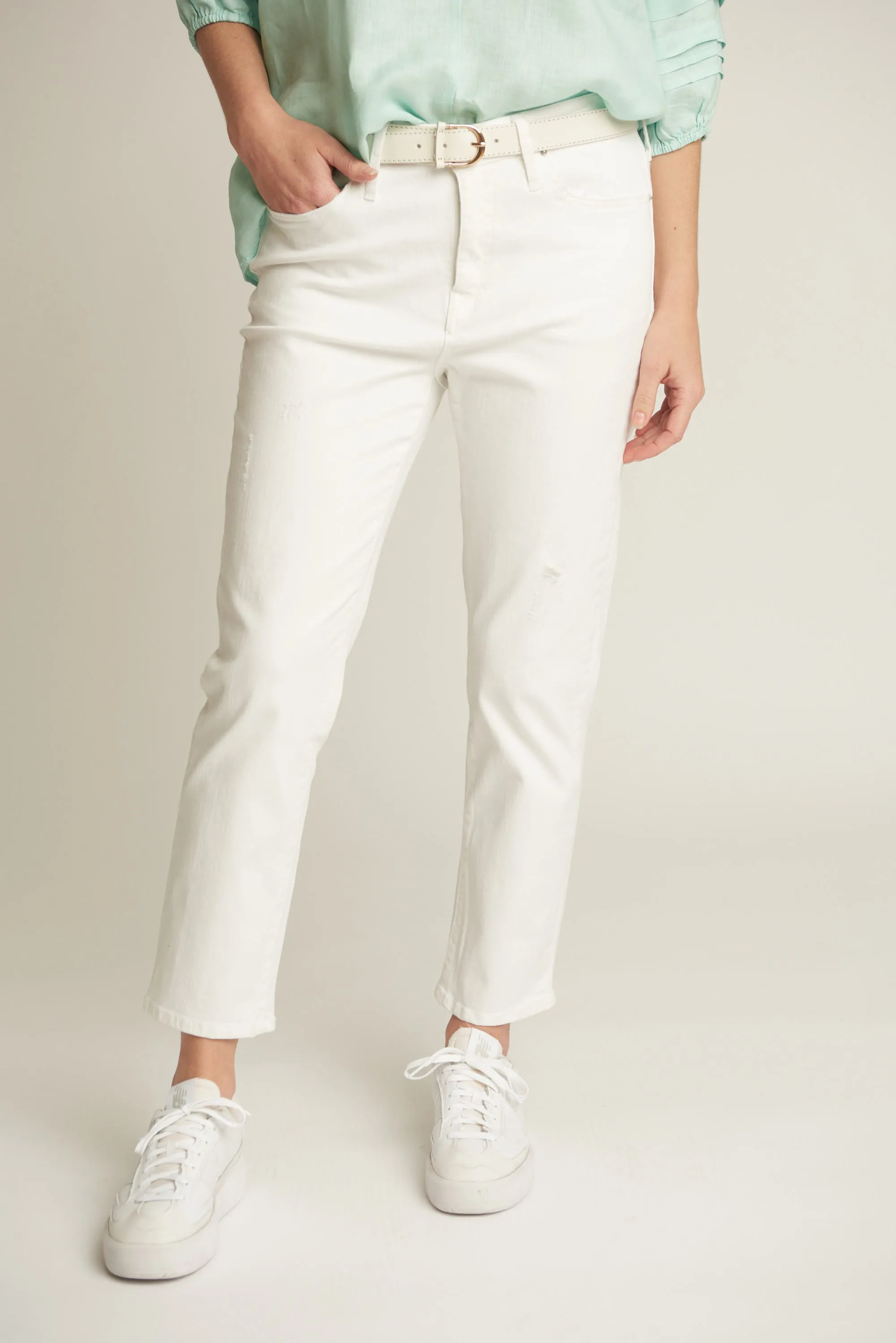 Cotton Cropped Denim Jean White