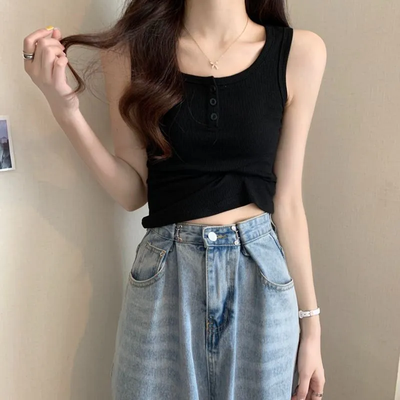 Cropped Slimming Sleeveless Slim-Fit Tank Top