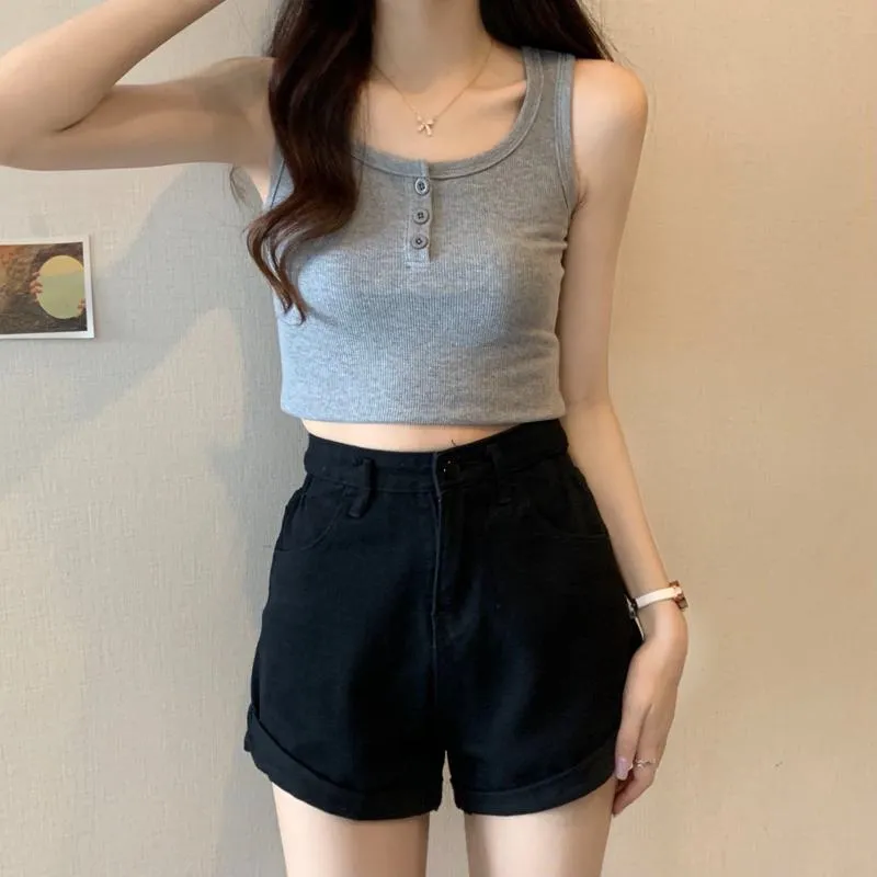 Cropped Slimming Sleeveless Slim-Fit Tank Top