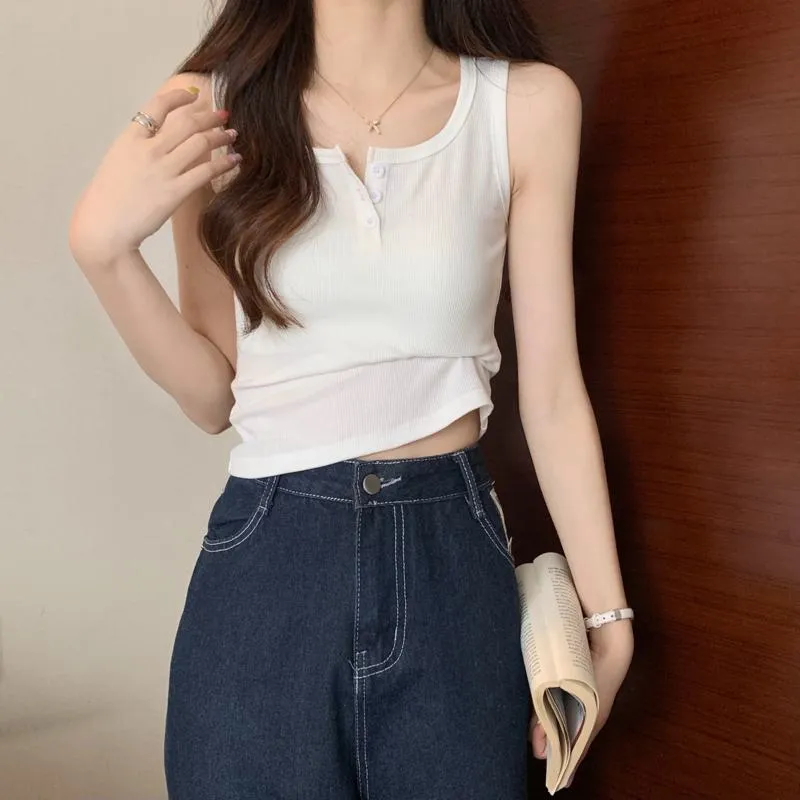 Cropped Slimming Sleeveless Slim-Fit Tank Top