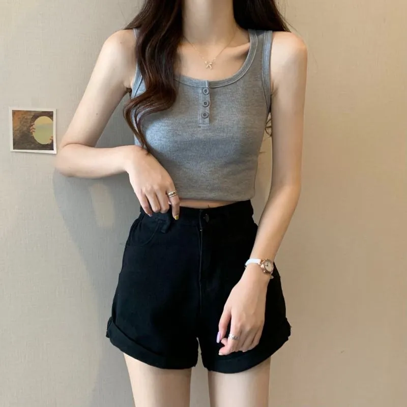 Cropped Slimming Sleeveless Slim-Fit Tank Top