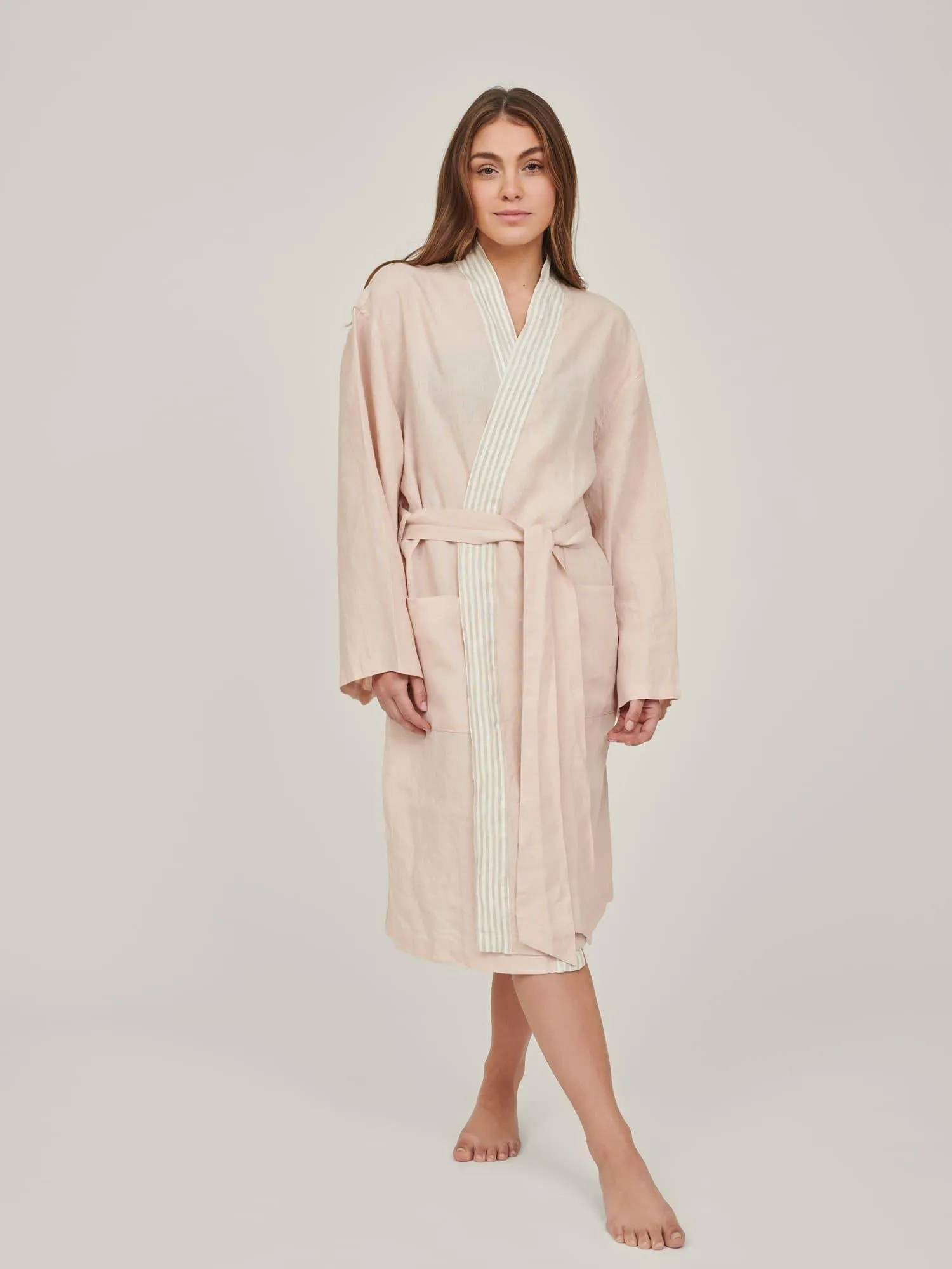 Custom Linen Robe in Blush