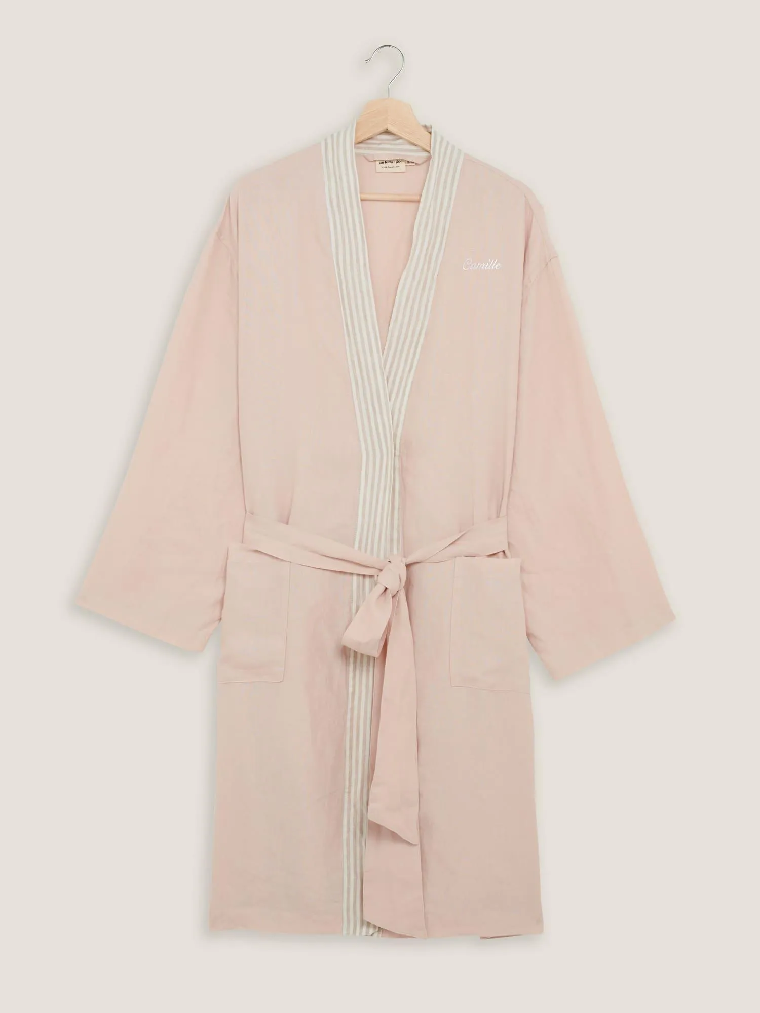 Custom Linen Robe in Blush