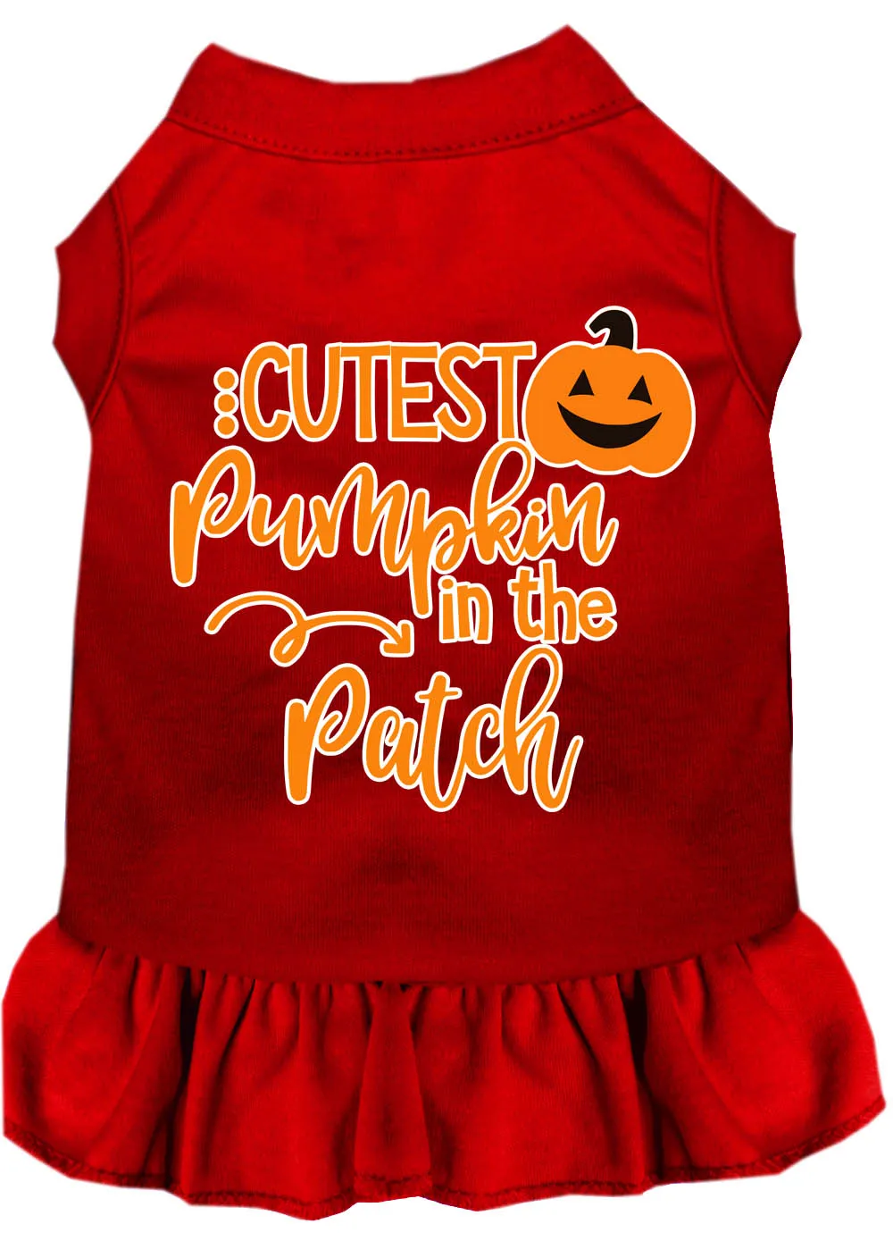 Cutest Pumpkin In The Patch Screen Print Dog Dress Red Med