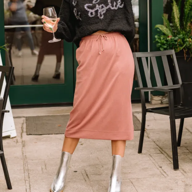 Golden Hour French Terry Midi Skirt