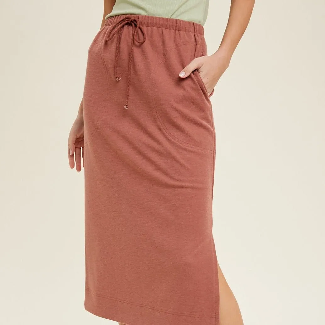 Golden Hour French Terry Midi Skirt