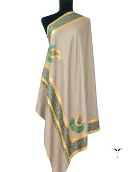 Hand Embroidered Pashmina Shawl Grey 5301