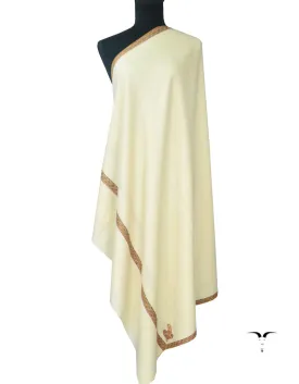 Hand Embroidered Pashmina Shawl White 5271