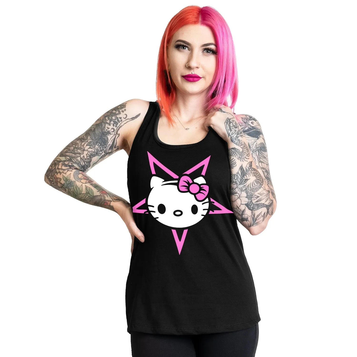 Hello Satan Kitty Racerback Tank Top