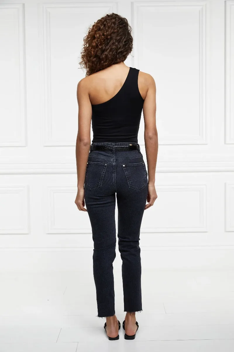 Holland Cooper High Rise Slim Jean in Washed Black