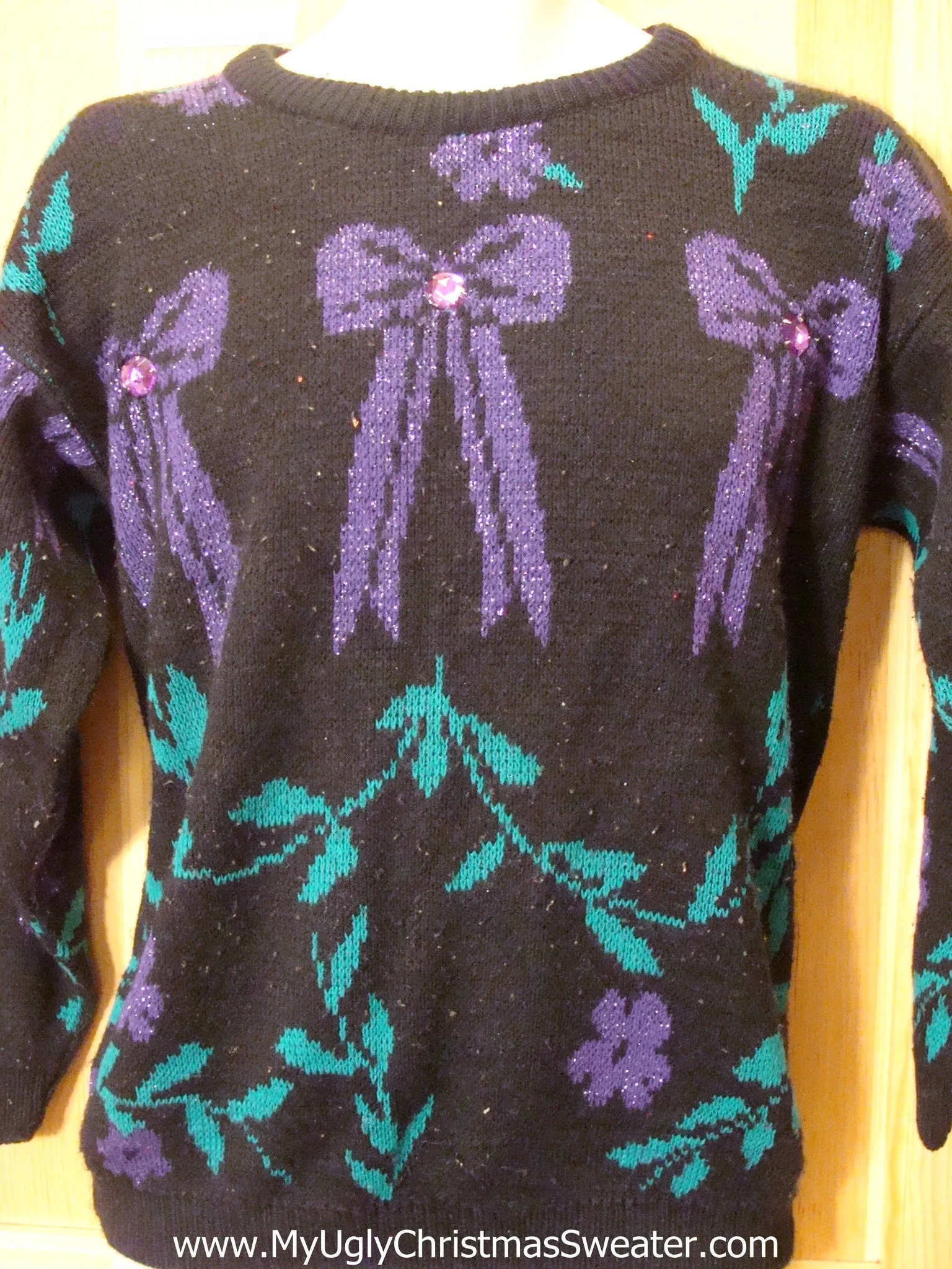 Horrible 80s Purple Black Tacky Christmas Sweater