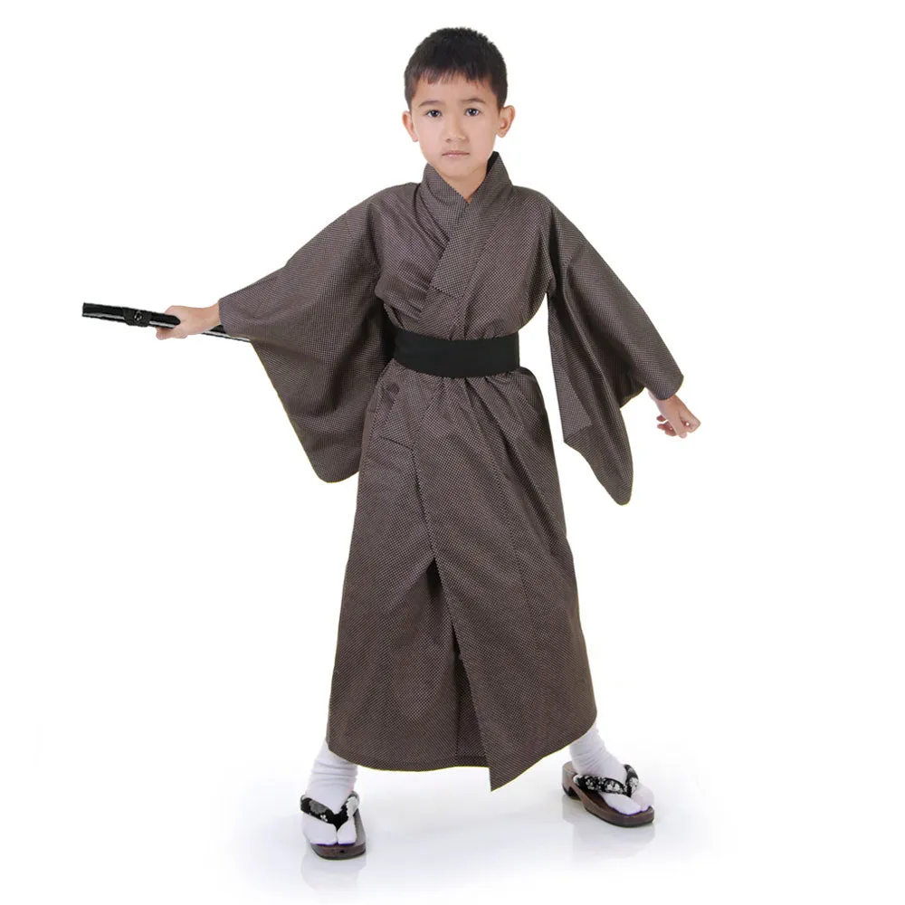 Japanese Tengu Black Kimono Robe Costume for Boys