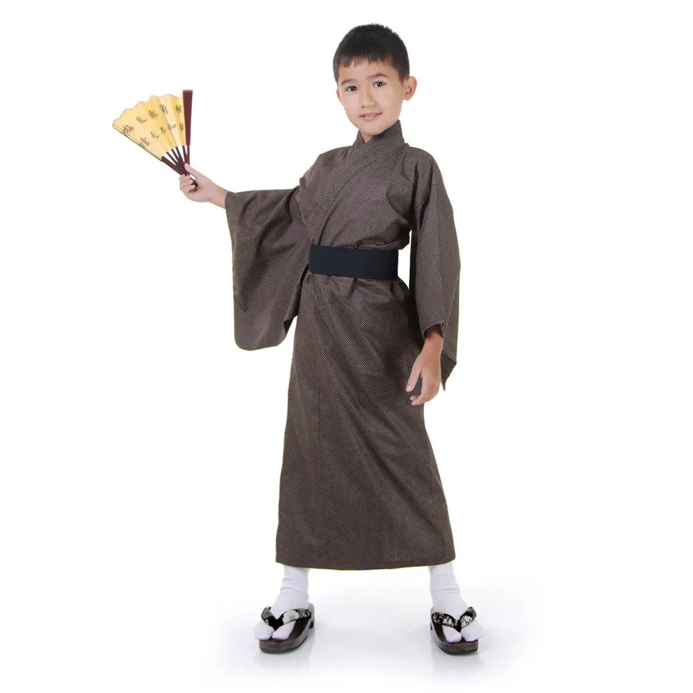 Japanese Tengu Black Kimono Robe Costume for Boys