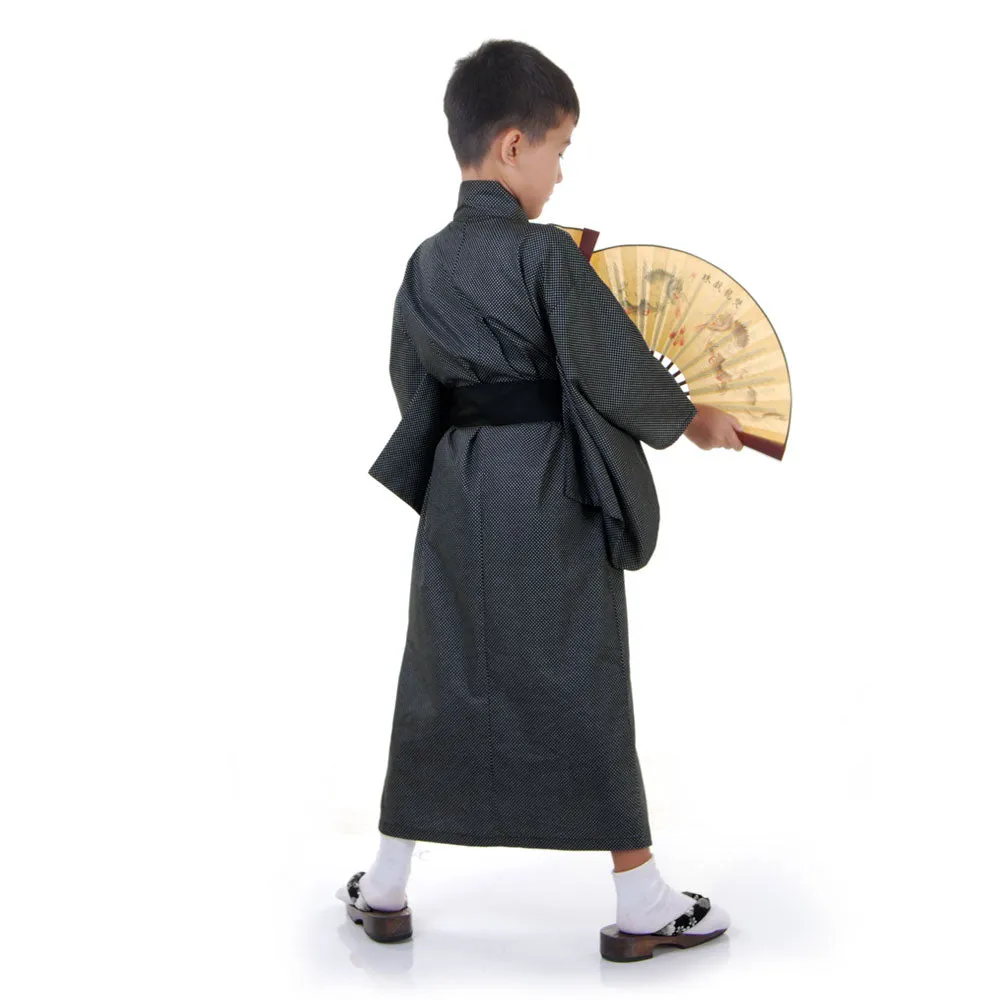 Japanese Tengu Black Kimono Robe Costume for Boys