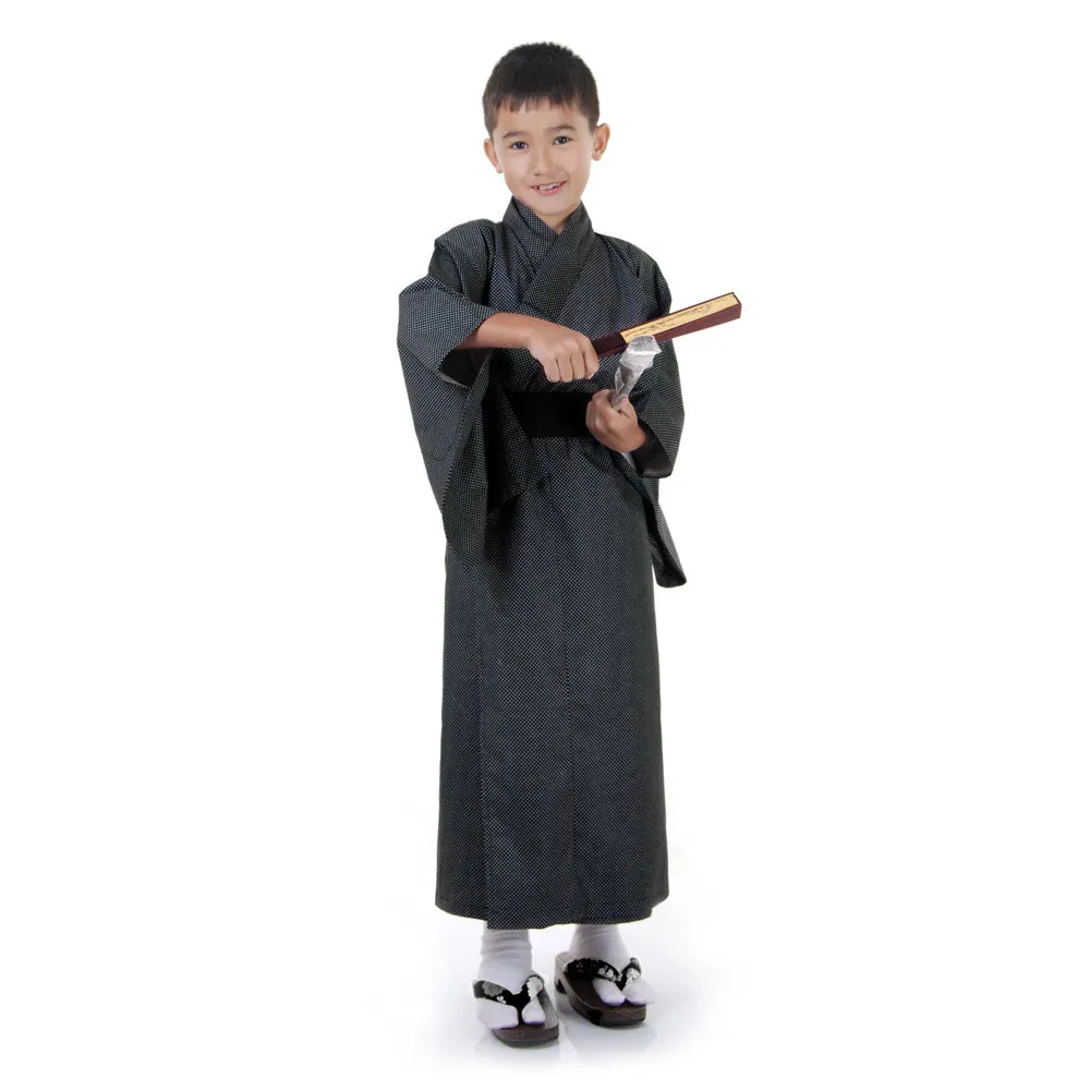 Japanese Tengu Black Kimono Robe Costume for Boys