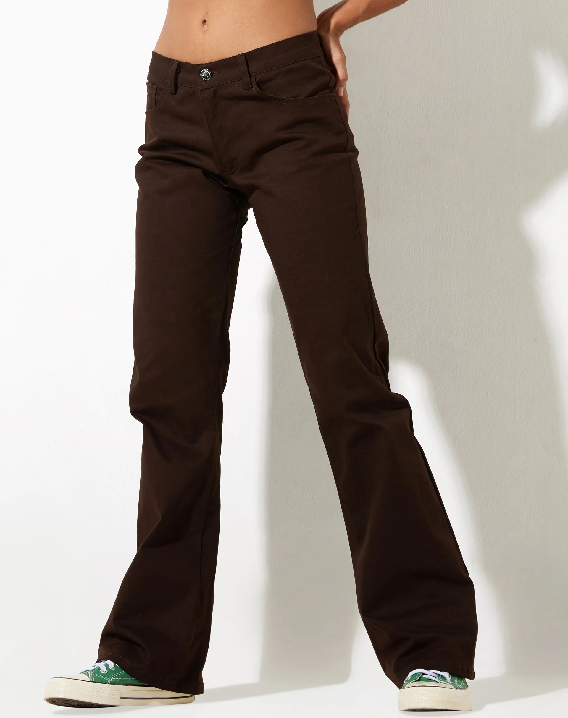 Jopan Flare Trouser in Twill Bitter Chocolate