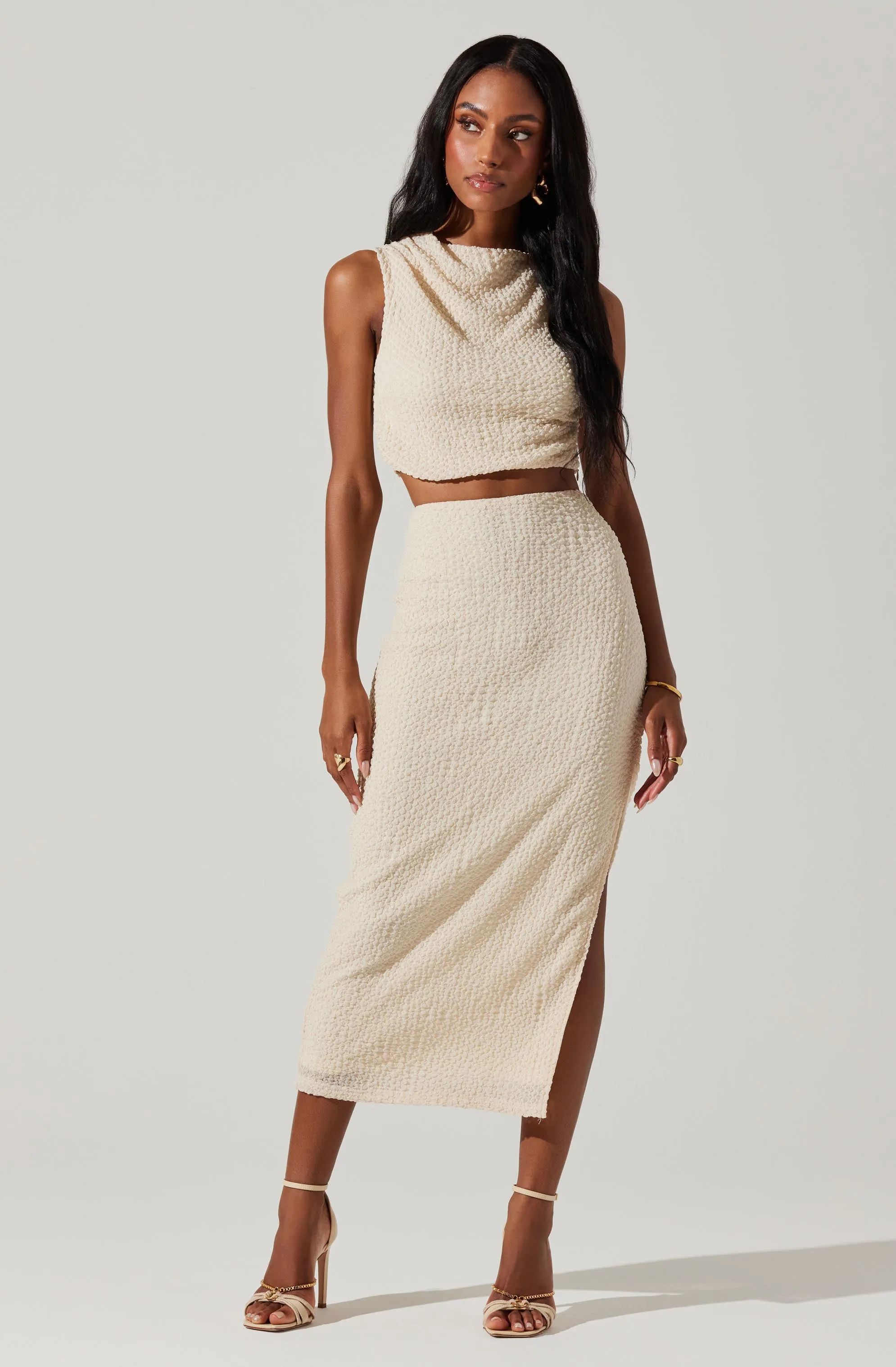 Keely Textured Midi Skirt