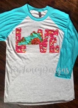 Love Kentucky Shirt, Love Kentucky, Aqua and Pink Combo