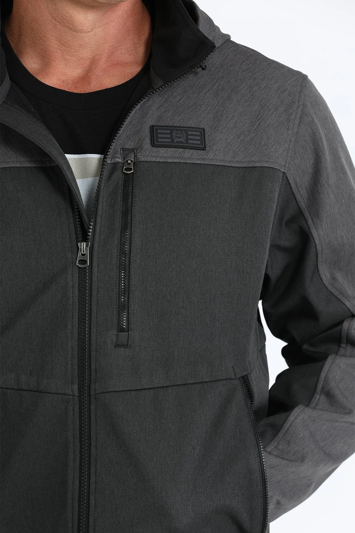 Men's Cinch Black Full Zip Bonded Hooded Jacket- MWJ1593002