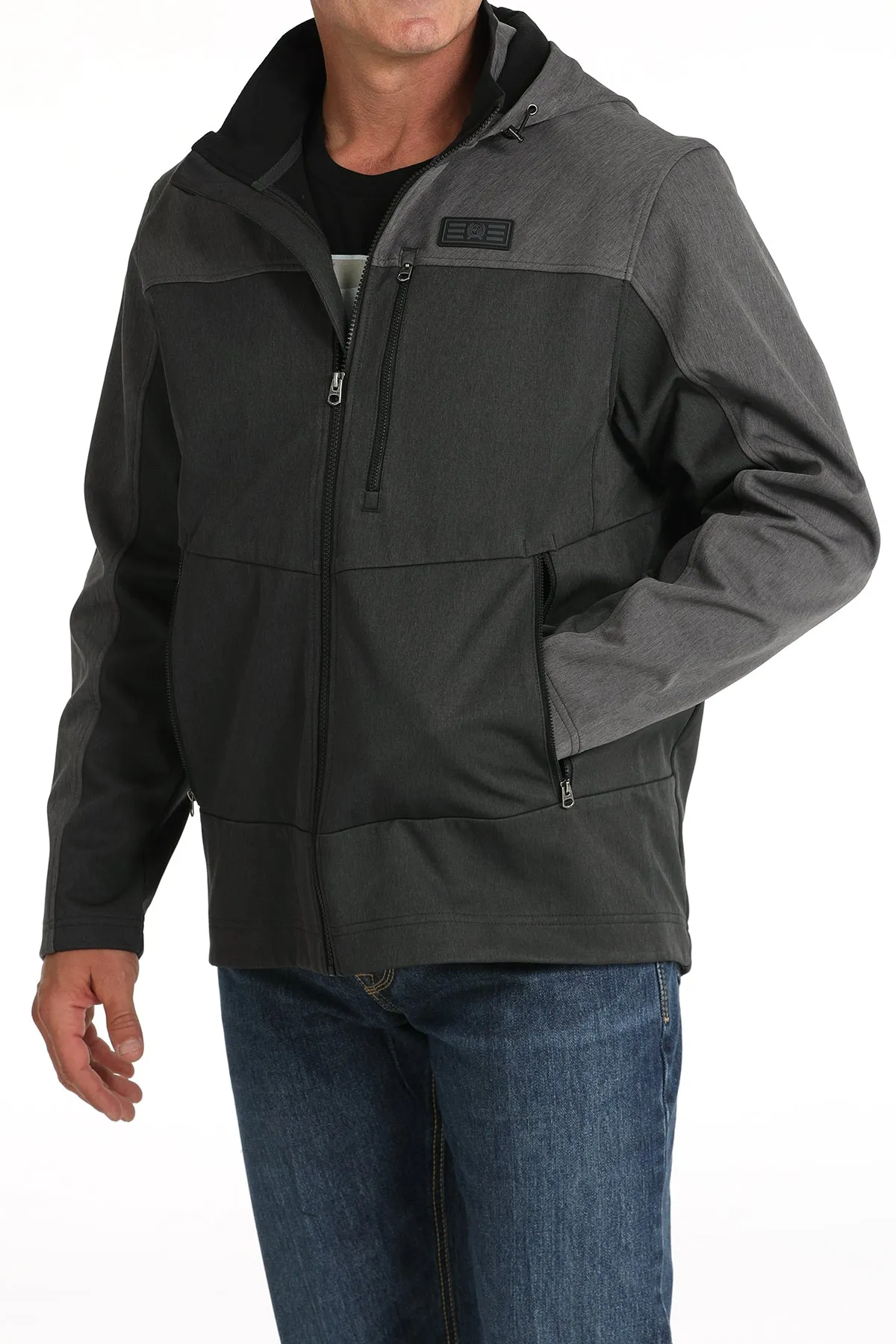 Men's Cinch Black Full Zip Bonded Hooded Jacket- MWJ1593002