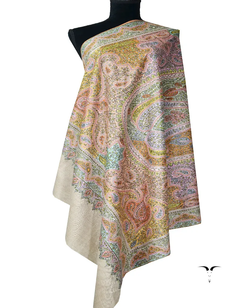 multi-coloured embroidery pashmina shawl 7941