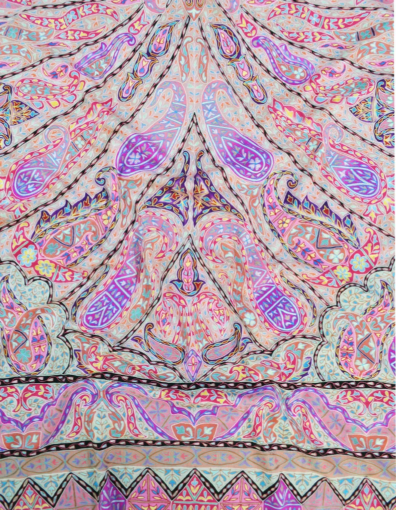 multi-coloured kalamkari Pashmina shawl 8634