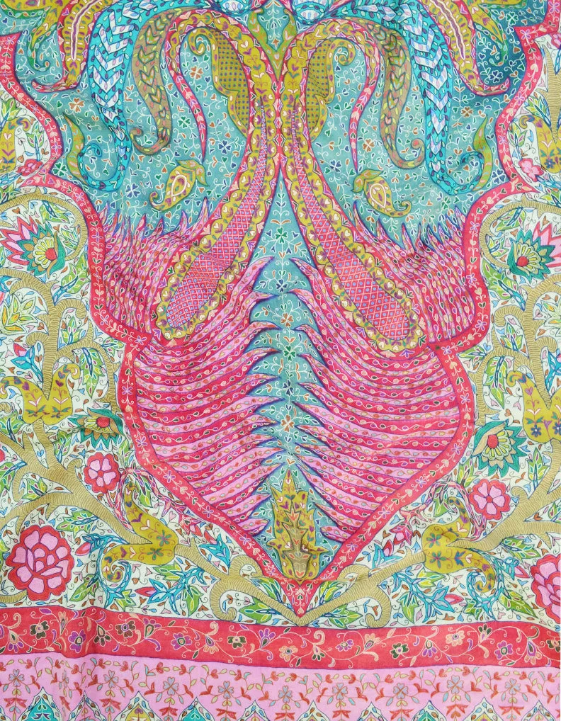 multi-coloured kalamkari Pashmina shawl 8638