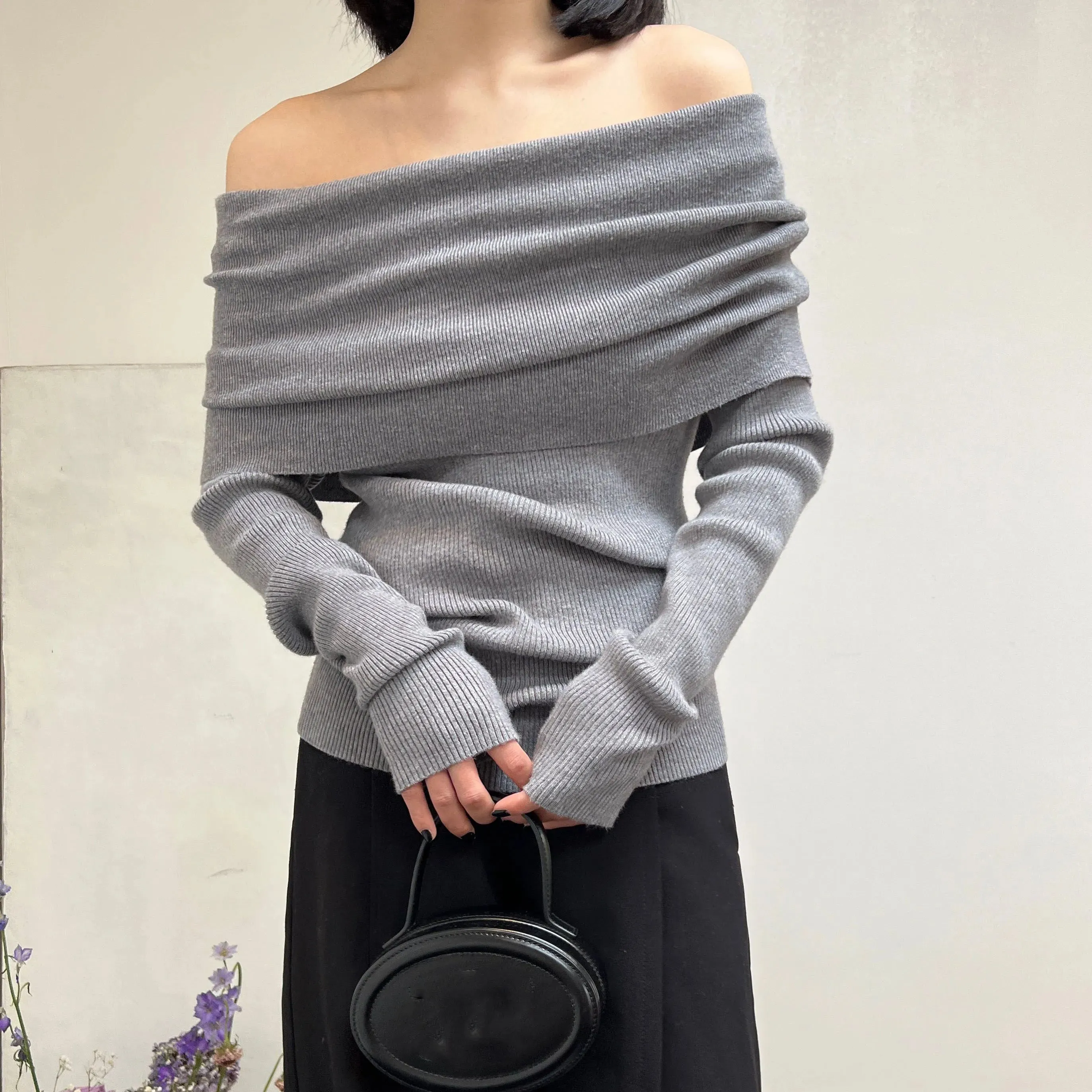 Off Shoulder Knit Sweater