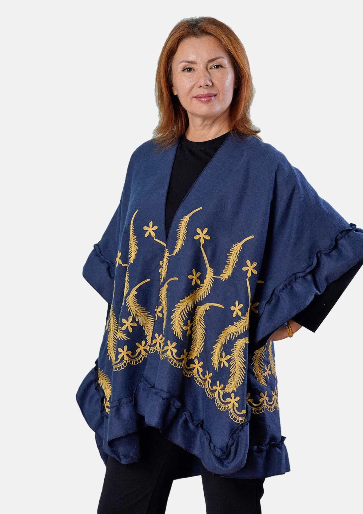 Open Front Embroidered Kimono